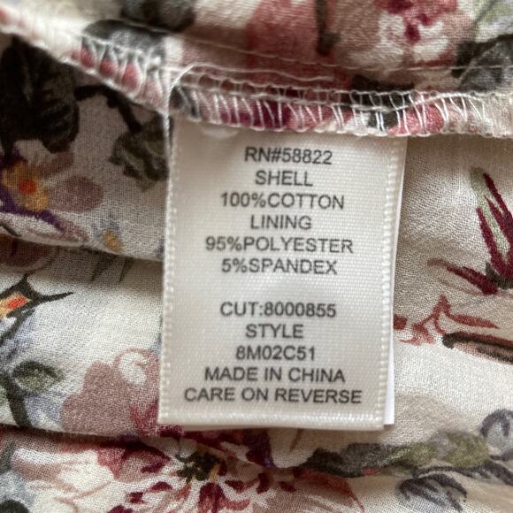 Max Studio Cotton Bell Sleeve Ruffle Hem Floral Dress Size Small Modest Cottage - Picture 8 of 8